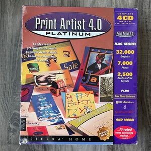 Print Artist 4.0 Platinum Sierra Home 1997 4-CD Windows 95 / Macintosh NEW